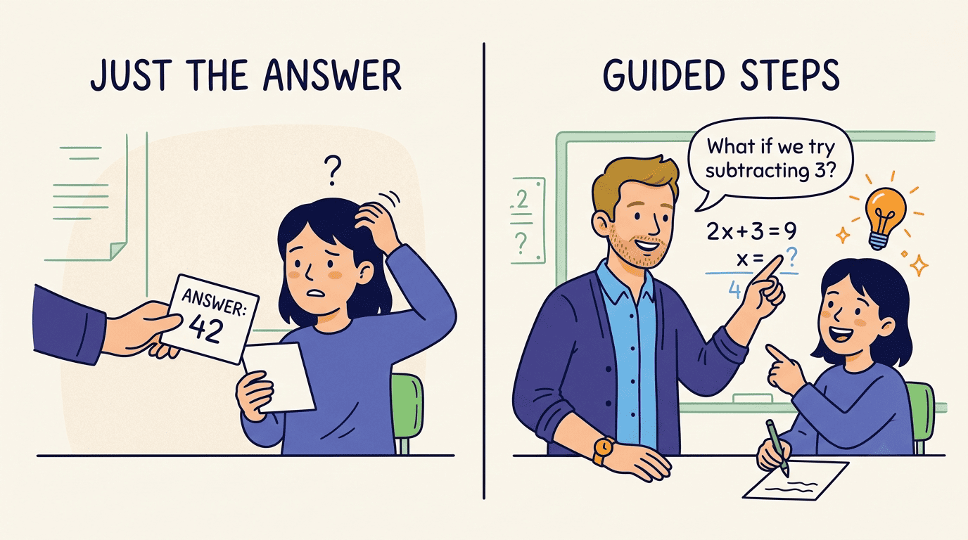 Comparison of just-the-answer versus guided-steps homework help